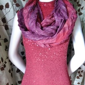 Women's Once Again Red Sequin Ribbed Top Size: L